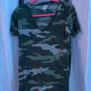 Pink vs camo v neck tee